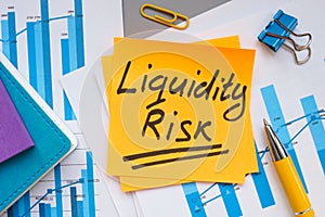 Liquidity risk phrase on the financial charts. photo