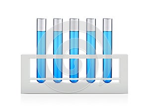 Liquids in test tubes and chemical test tube isolated over white background