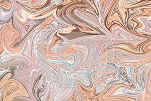 Liquify Abstract Pattern With Brown, Grey And Coral Graphics Color Art Form. Digital Background With Liquifying Flow