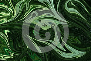 Liquify Abstract Pattern With DarkGreen, ForestGreen And OliveDrab Graphics Color Art Form. Digital Background With Liquifying