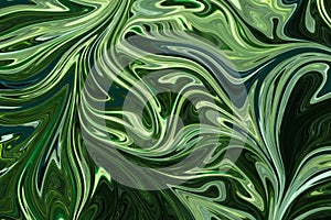 Liquify Abstract Pattern With DarkGreen, ForestGreen And OliveDrab Graphics Color Art Form. Digital Background With Liquifying photo