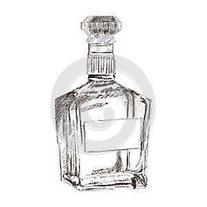 liquor bottle sketch icon