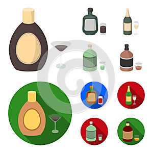 Liquor chocolate, champagne, absinthe, herbal liqueur.Alcohol set collection icons in cartoon,flat style vector symbol