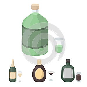 Liquor chocolate, champagne, absinthe, herbal liqueur.Alcohol set collection icons in cartoon style vector symbol stock