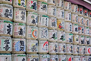 Liquor fermentation tank orderly placed in a temple