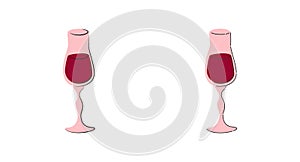 Liquor glass white background. Cartoon sketch graphic design. Flat style. Colored hand drawn image. Party drink concept for