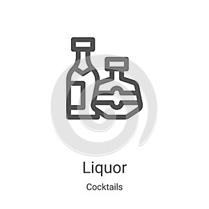 liquor icon vector from cocktails collection. Thin line liquor outline icon vector illustration. Linear symbol for use on web and