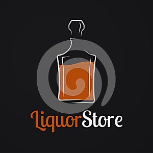 Liquor store logo. Whiskey bottle or decanter