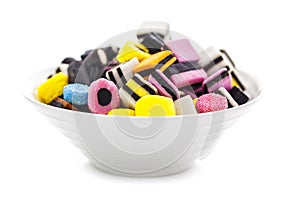 Liquorice allsorts in a bowl