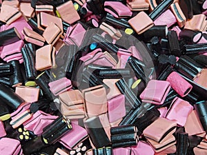 Liquorice with pink black and pink candy