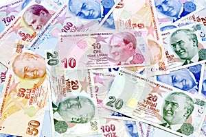 Lira Banknotes as background. Turkish money