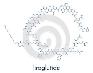 Liraglutide diabetes and obesity drug molecule. Skeletal formula. photo