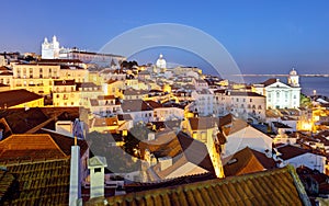 Lisboa at night from miraduro Portas do Sol