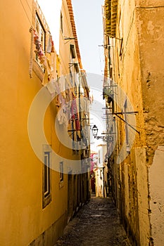 Lisboa, Portugal, an old and typical alley in Mouraria neighborhood photo