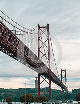 Lisbon of 25 de Abril Bridge With Christ Statue