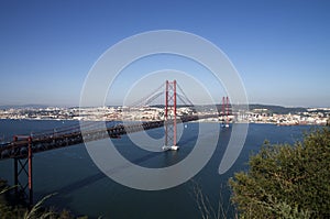 Lisbon 25th of April bridge seen from above