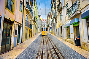 Lisbon Alley and Tram photo