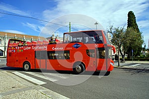 The Lisbon sightseeing bus tour in Lisbon, Portugal. The Lisbon bus tour is popular service for tourists .