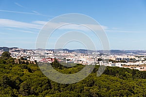 Lisbon as seen from the Panoramico de Monsanto, a building built in the sixties as a restaurant, now abandoned