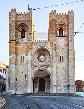 Lisbon cathedral at day, nobody