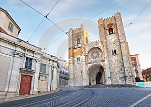 Lisbon cathedral at day, nobody