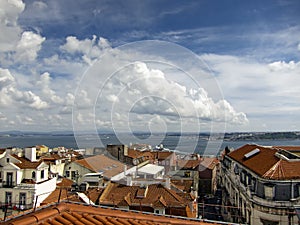 Lisbon city and river tagus view