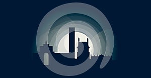 Lisbon city skyline shape vector logo icon illustration