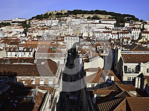 Lisbon city with the St Jorges castle in the background