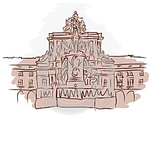Lisbon Commerce Square vector drawing photo