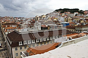 Lisbon downtown view from the top of Rua Augusta Arch, Portugal photo