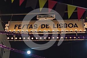 Lisbon festival decoration in a street
