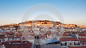 Lisbon fortress of Saint George view, Portugal or Castelo de Sao Jorge