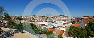 Lisbon historic center aerial view in Lisbon, Portugal