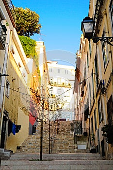 Lisbon Oldtown Alley, Typical Neighborhood, City Outdoor, Travel Portugal