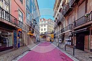 Lisbon. Pink street.