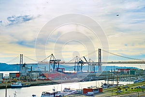 Lisbon port overview. Portugal