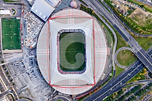 Lisbon, Portugal - 15 December 2020: Aerial view of Estadio Sport Lisboa e Benfica from top, Lisbon, Portugal