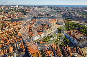 Lisbon in Portugal, aerial drone view