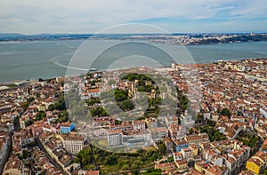 Lisbon in Portugal, aerial drone view