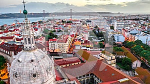 Lisbon Portugal aerial view on Lapa cityscape