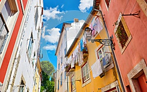 Lisbon, Portugal. Antique Alfama district with coloured