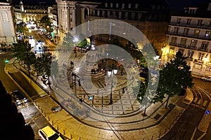 Nighttime in the Chiado district of Portugal