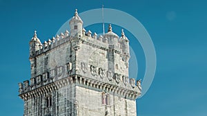 Lisbon, Portugal. Belem Tower Torre de Belem is a fortified tower located at the mouth of the Tagus River.