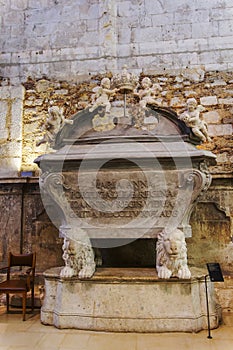 Lisbon, Portugal Carmo Chruch Convent stone sarcophagus exhibits.