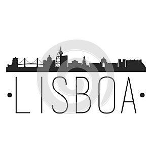 Lisbon Portugal. City Skyline. Silhouette City. Design Vector. Famous Monuments.