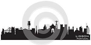 Lisbon Portugal city skyline vector silhouette