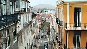 Lisbon portugal city streets aerial view