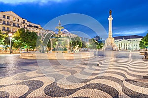 Lisbon, Portugal cityscape at Rossio Square photo