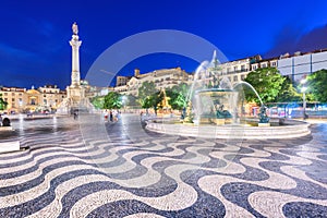Lisbon, Portugal cityscape at Rossio Square photo
