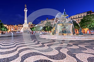 Lisbon, Portugal Cityscape at Rossio Square photo